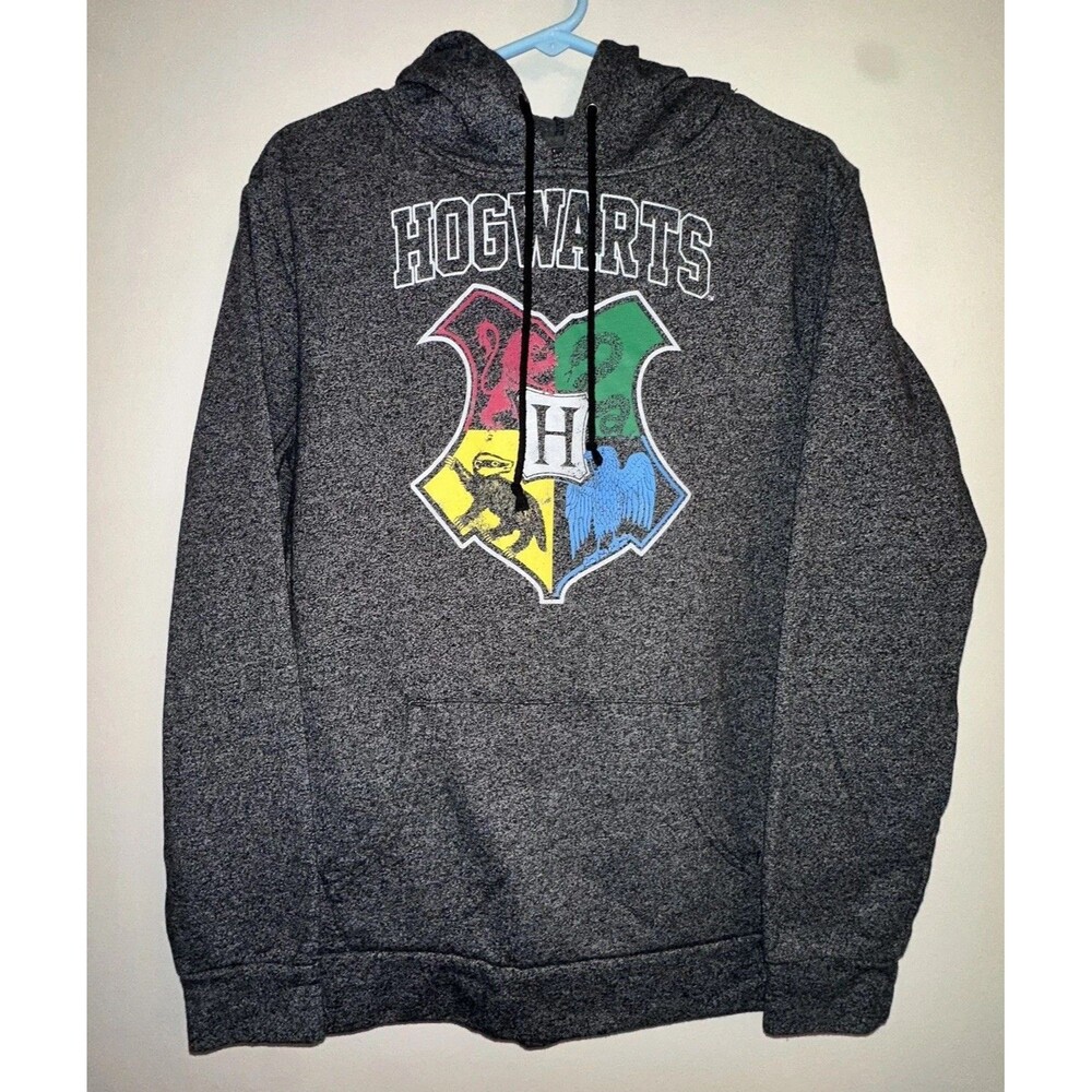 Harry Potter Hogwarts Hoodie Dark Gray M Pullover Sweatshirt Potterhead Wizards